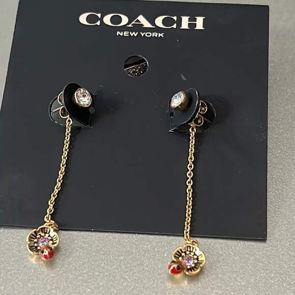 - Coach- Gold Tone Dangle Flavor and ladybug with rhinestone eyes earrings - Picture 2 of 6